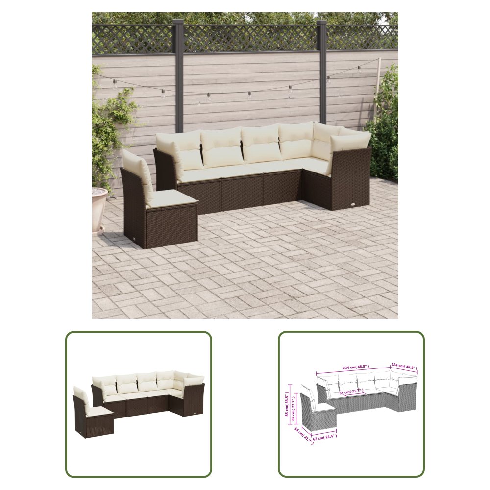 The Living Store 6-cz. zestaw wypoczynkowy do ogrodu - z poduszkami - brązowy - Sofa Ogrodowa