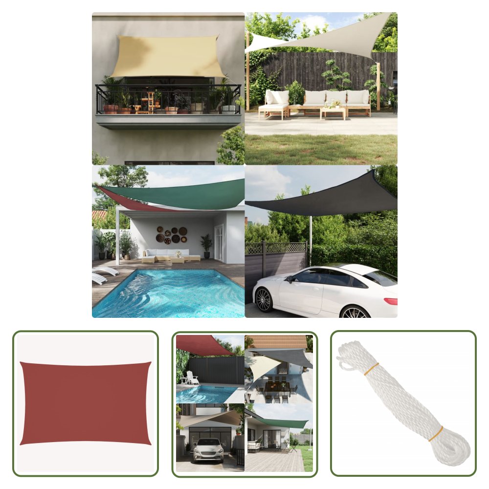 The Living Store Prostokątny żagiel ogrodowy - tkanina Oxford - 5x7 m - terakota - Żagiel Ogrodowy