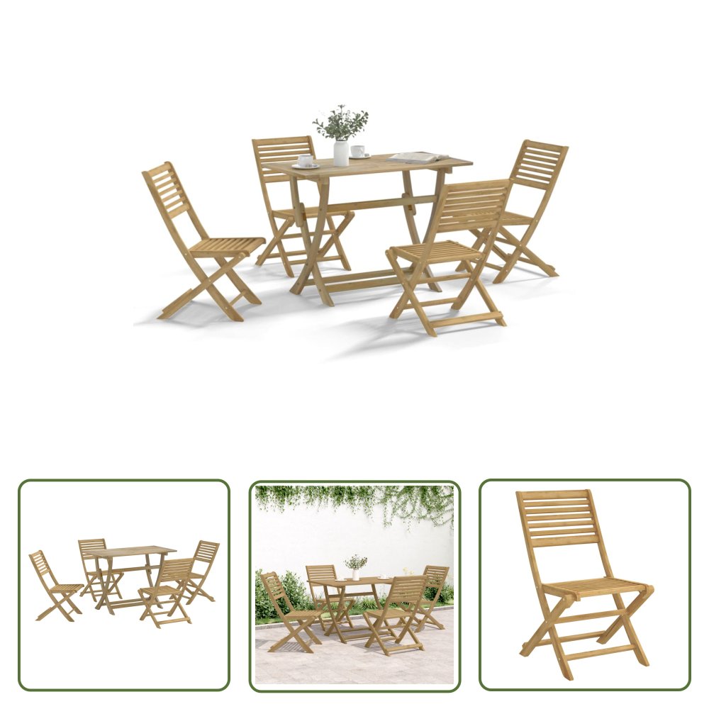 The Living Store 5-cz. zestaw mebli ogrodowych - lite drewno akacjowe - Meble Ogrodowe