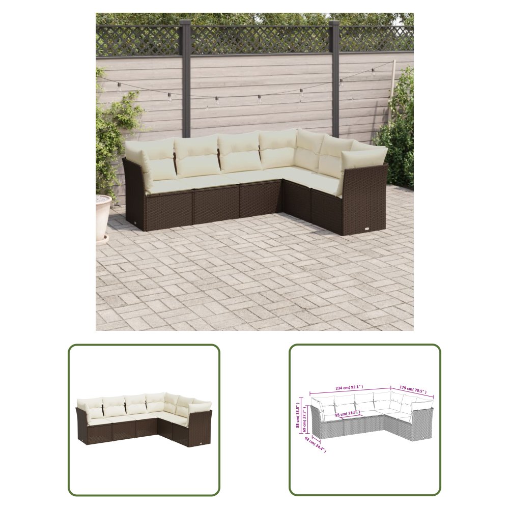 The Living Store 6-cz. zestaw wypoczynkowy do ogrodu - z poduszkami - brązowy - Sofa Ogrodowa