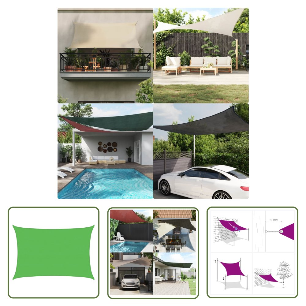 The Living Store Żagiel przeciwsłoneczny - 160 g/m² - jasnozielony - 5x7 m - HDPE - Żagiel Ogrodowy