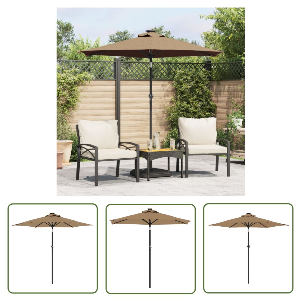 The Living Store Parasol ogrodowy na stalowym słupku - taupe - 225x225x212 cm - Parasol Ogrodowy