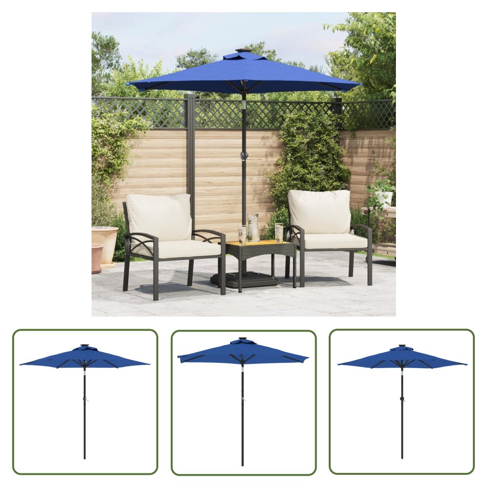 The Living Store Parasol ogrodowy na stalowym słupku - lazurowy - 225x225x212 cm - Parasol Ogrodowy