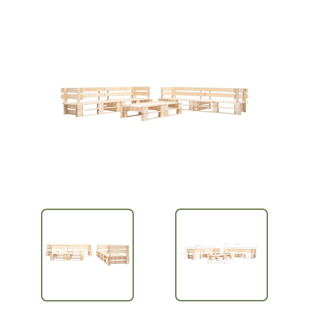 The Living Store 6-cz. zestaw mebli do ogrodu - palety z drewna - naturalny - Zestaw Mebli Wypoczynkowych Z Palet