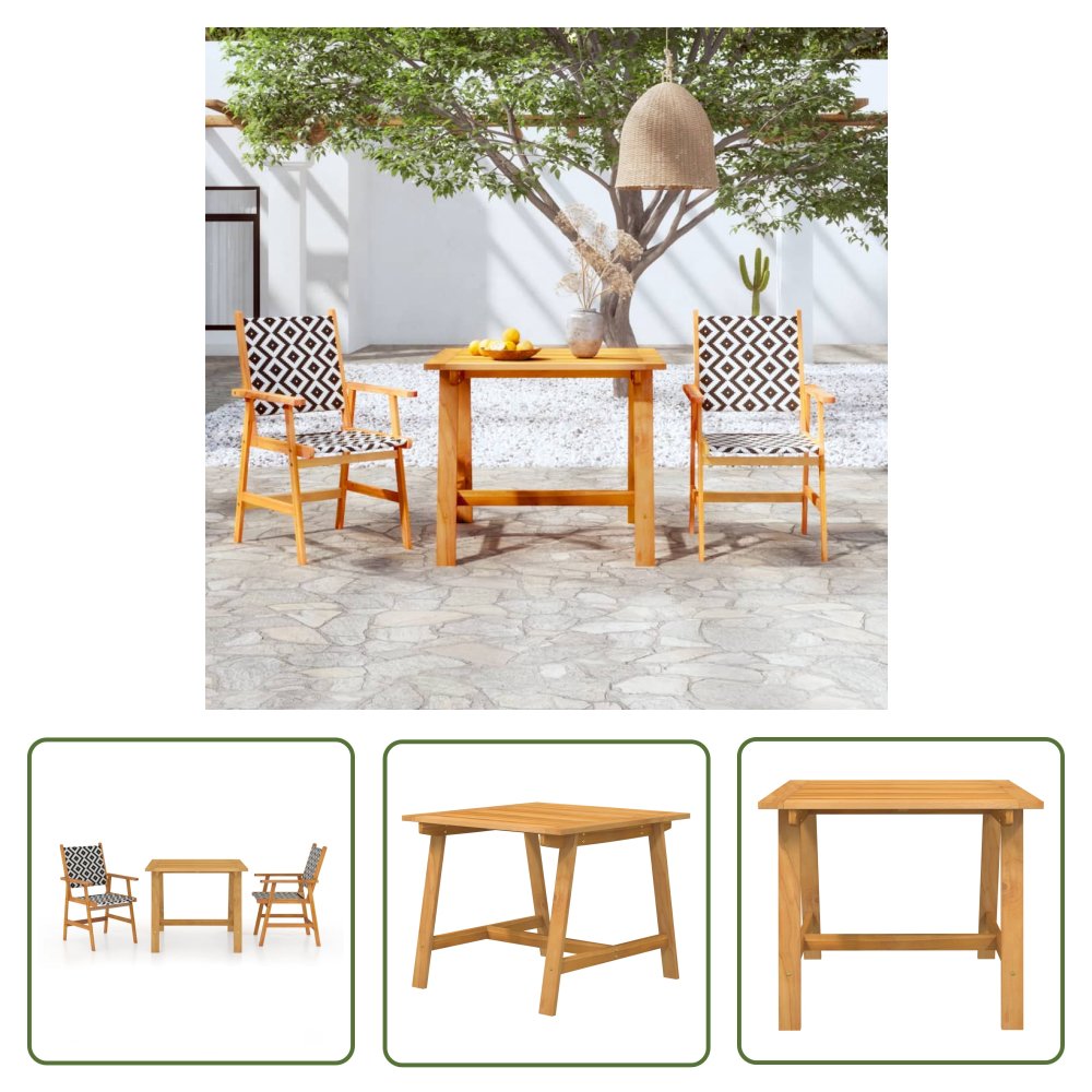 The Living Store 3-częściowy zestaw mebli ogrodowych - lite drewno akacjowe - Zestaw Mebli Ogrodowych