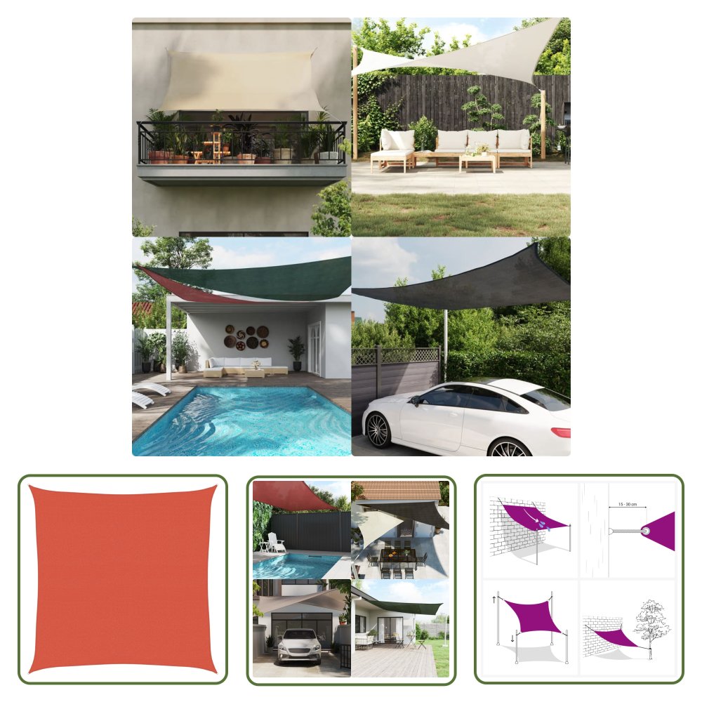 The Living Store Żagiel przeciwsłoneczny - 160 g/m² - terakotowy - 4x4 m - HDPE - Żagiel Ogrodowy