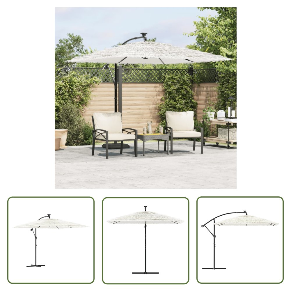 The Living Store Parasol ogrodowy na stalowym słupku - biały - 269x269x235 cm - Parasol Ogrodowy