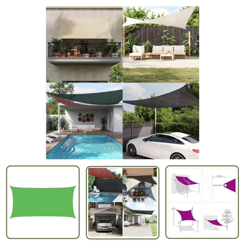 The Living Store Żagiel przeciwsłoneczny - 160 g/m² - jasnozielony - 3x6 m - HDPE - Żagiel Ogrodowy