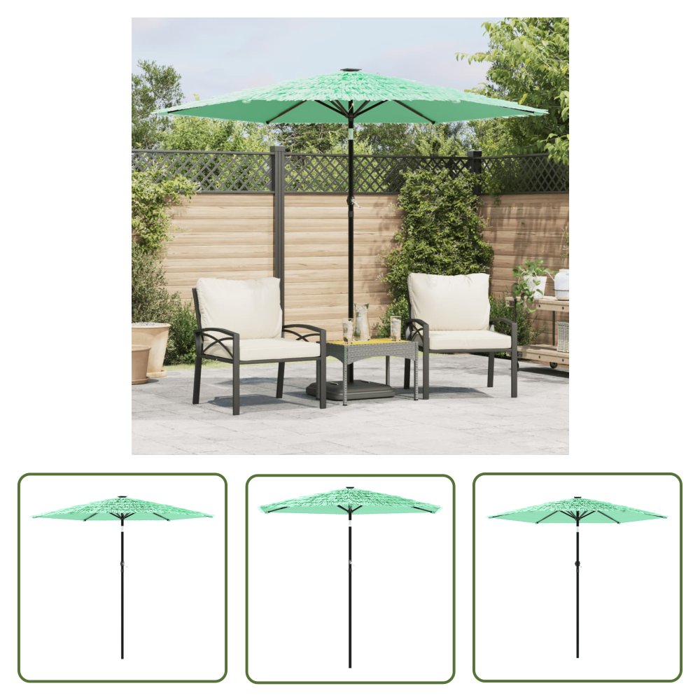The Living Store Parasol ogrodowy na stalowym słupku - zielony - 268x268x226 cm - Parasol Ogrodowy