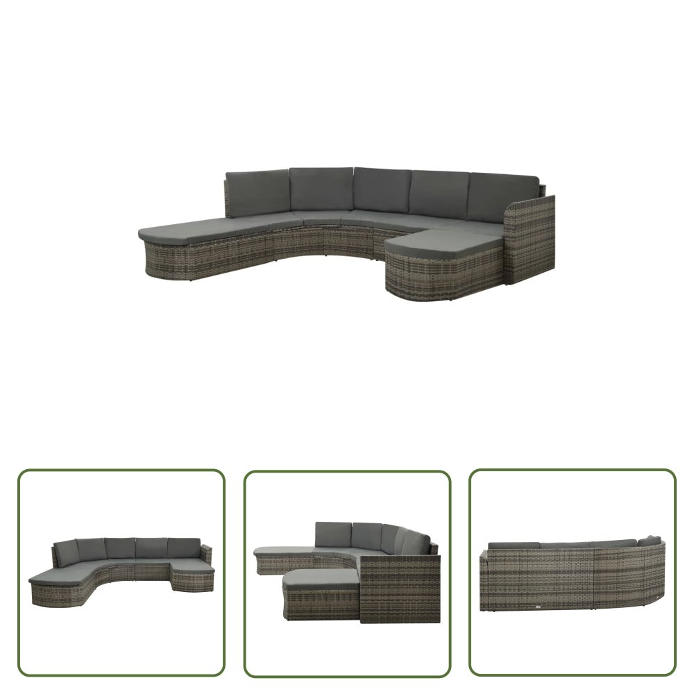 The Living Store 4-cz. zestaw wypoczynkowy do ogrodu - poduszki - szary rattan PE - Sofa Ogrodowa