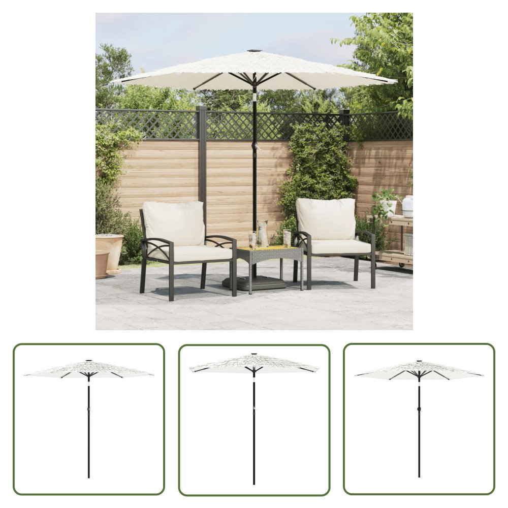 The Living Store Parasol ogrodowy na stalowym słupku - biały - 268x268x226 cm - Parasol Ogrodowy