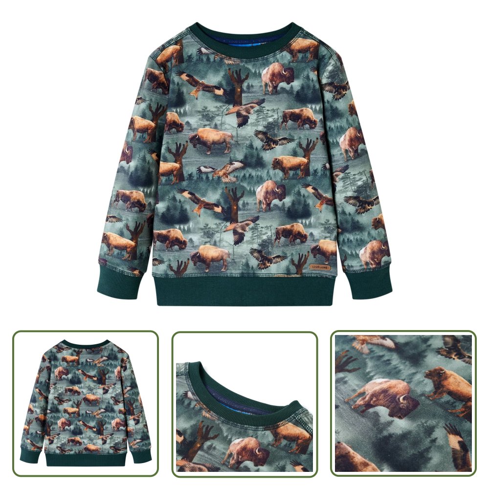 Bluza dziecięca - ciemnozielona - 128 - Bluza Dla Dziecka