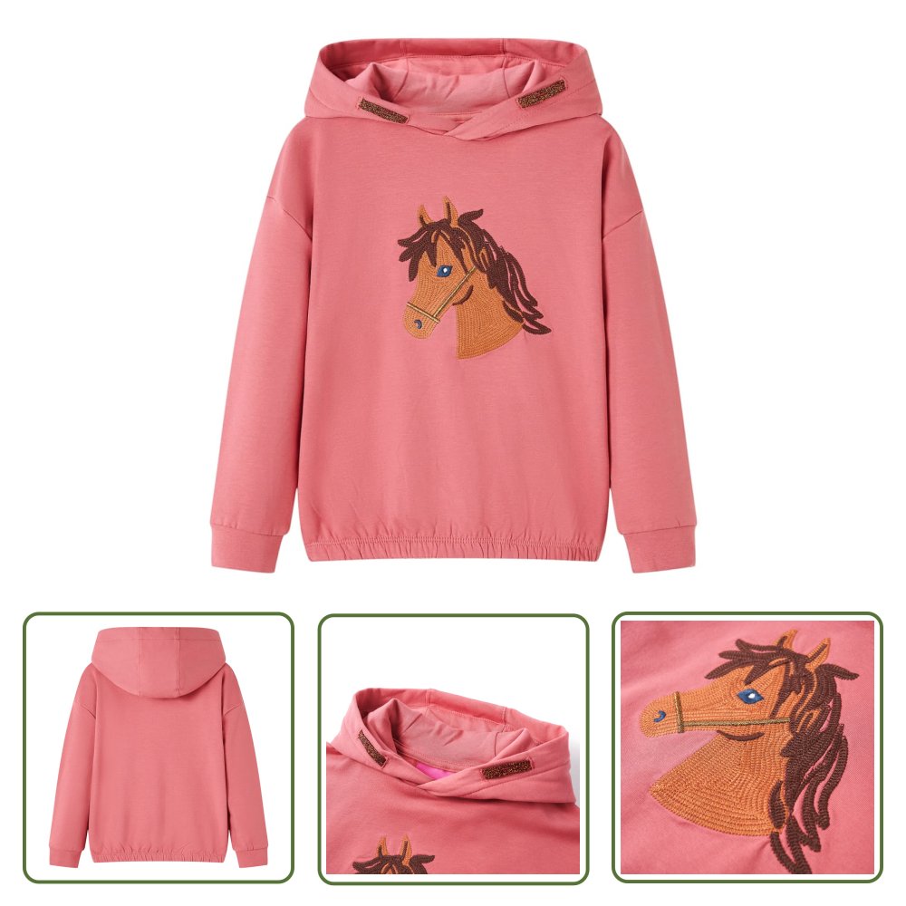 Bluza dziecięca z kapturem - stary róż - 104 - Bluza Dziewczęca