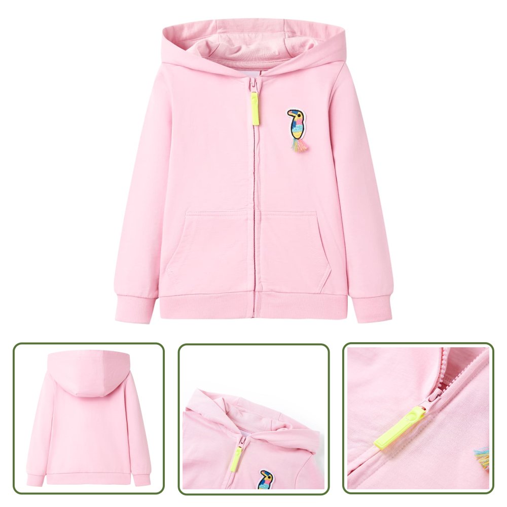 Bluza dziecięca z kapturem i zapięciem na zamek - różowa - 116 - Bluza Dziecięca