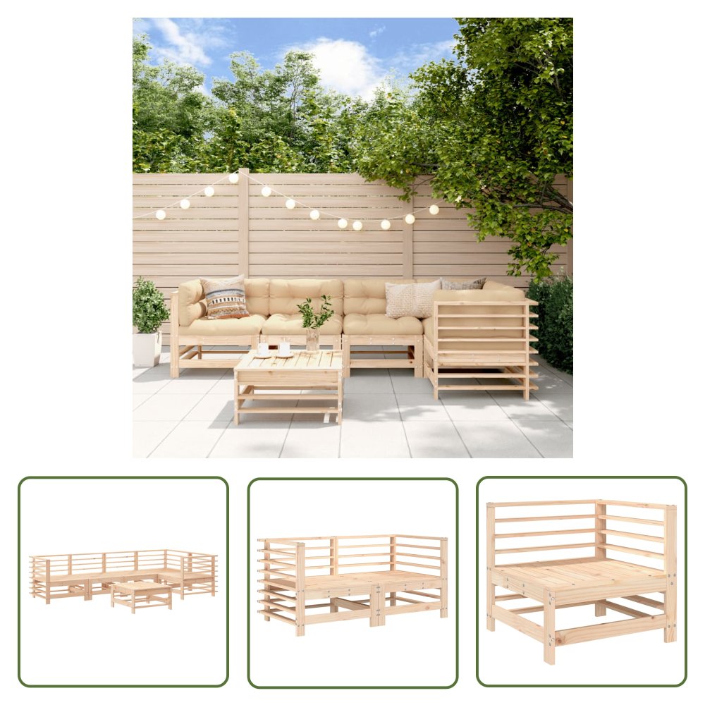 The Living Store 6-cz. zestaw mebli wypoczynkowych do ogrodu - drewno sosnowe - Meble Ogrodowe