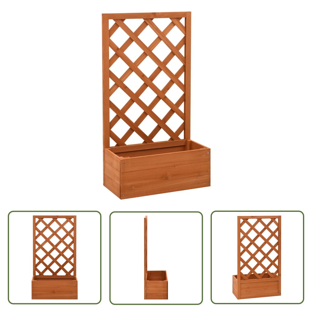 The Living Store Ogrodowa donica z kratką - pomarańczowa - 50x25x90 cm - jodłowa - Drewniana Donica