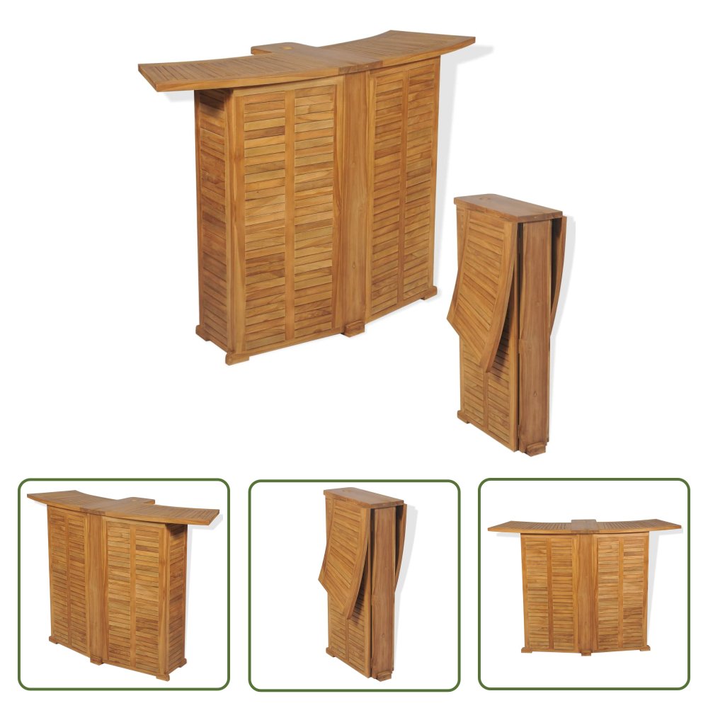The Living Store Składany stolik barowy - 155x53x105 cm - lite drewno tekowe - Barek