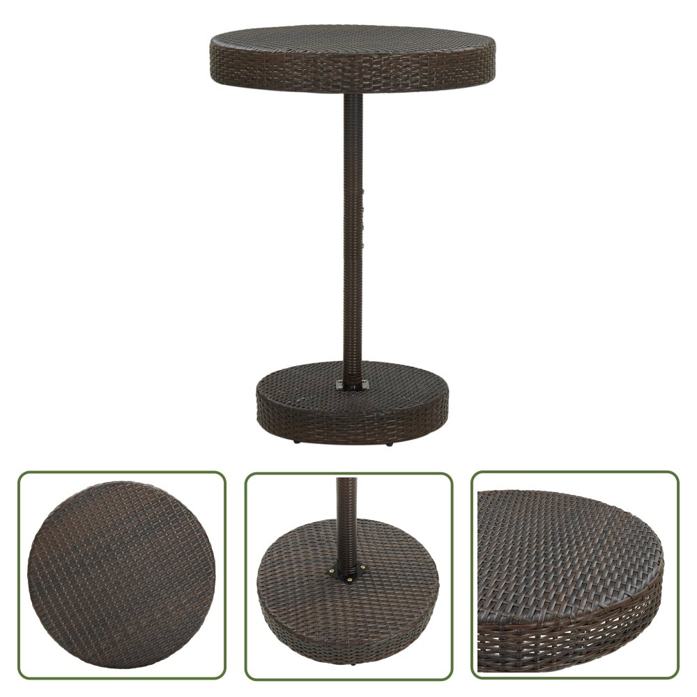 The Living Store Stolik ogrodowy - brązowy - 75 -5 x 106 cm - polirattan - Stolik Ogrodowy