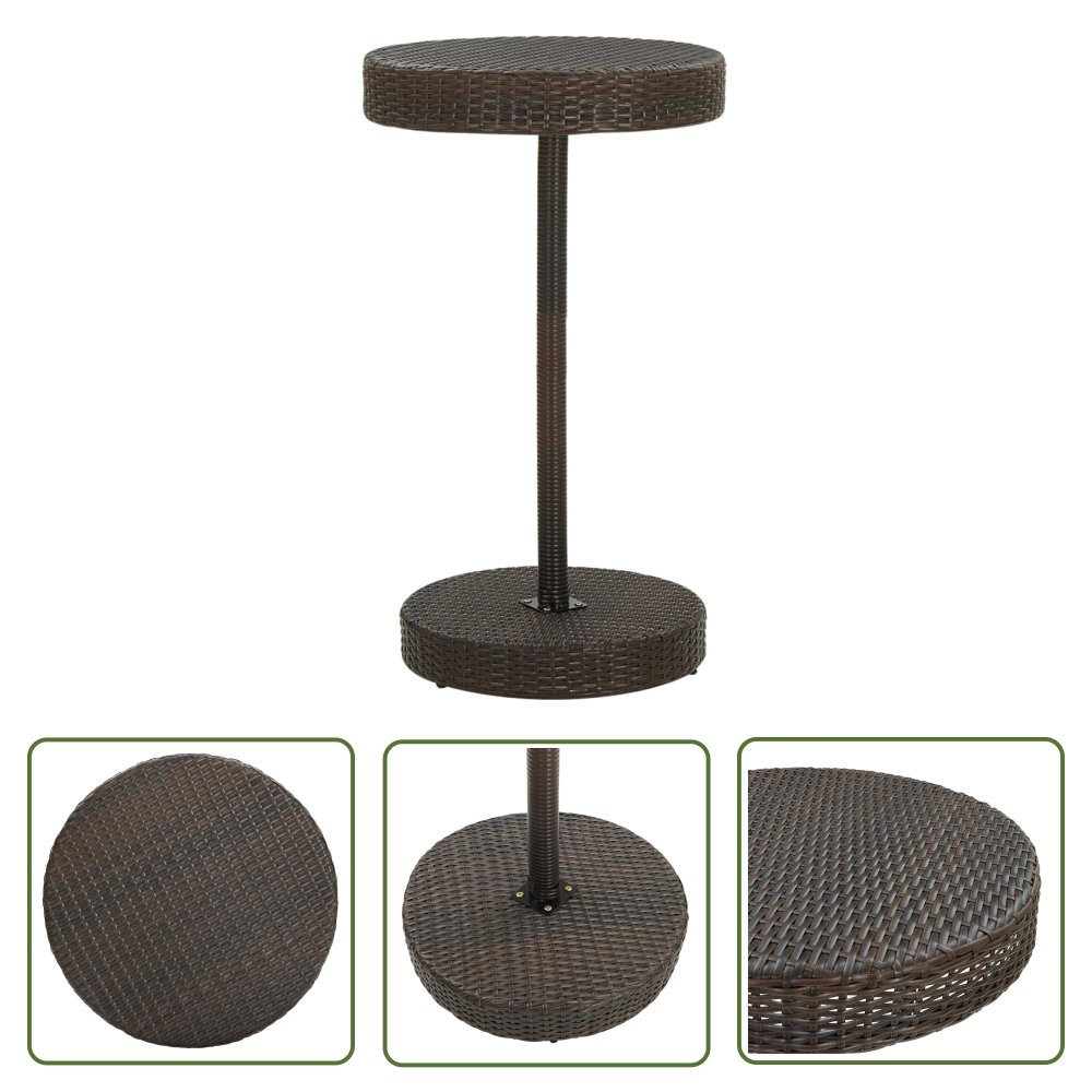 The Living Store Stolik ogrodowy - brązowy - 60 -5 x 106 cm - polirattan - Stolik Ogrodowy