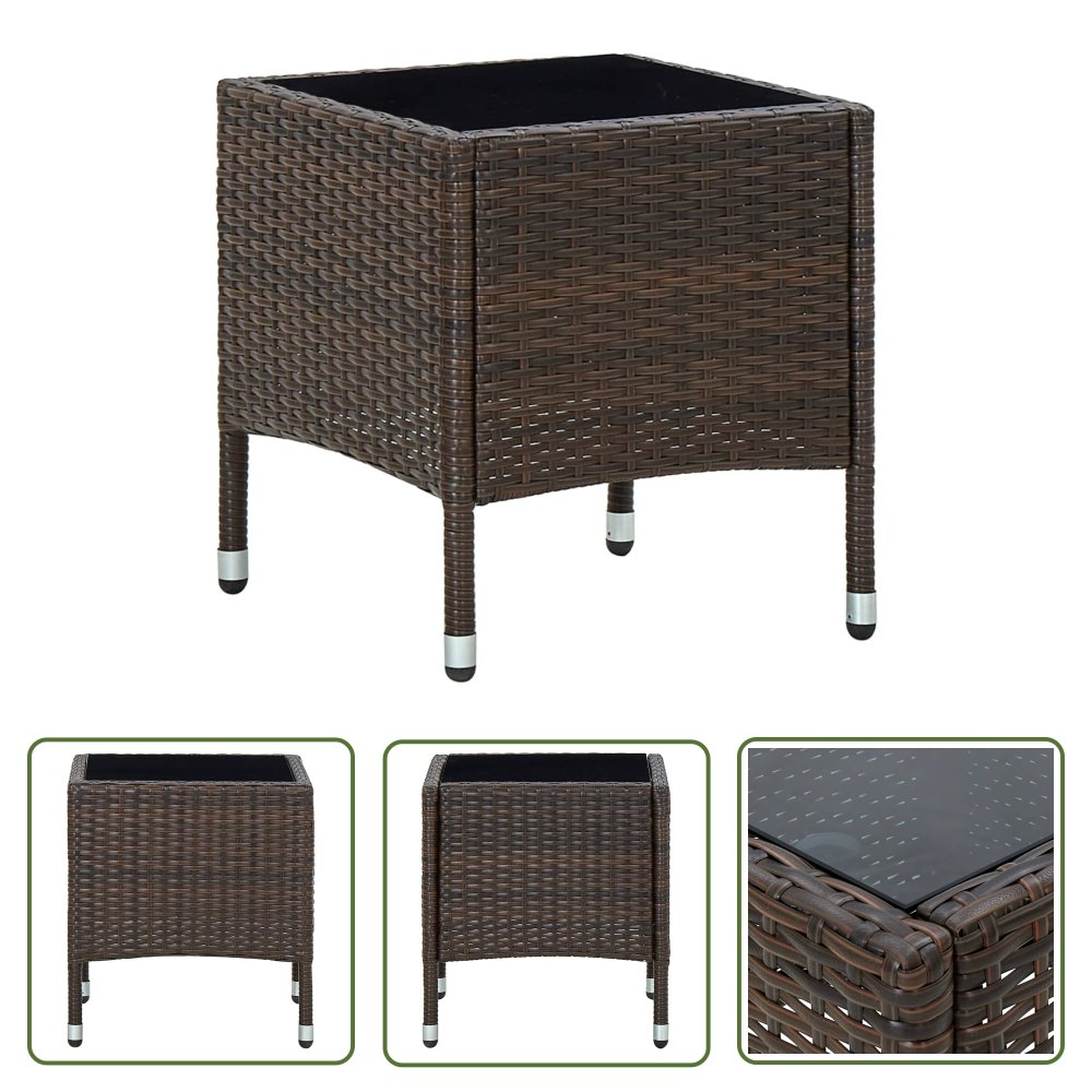 The Living Store Stolik ogrodowy - brązowy - 40 x 40 x 45 cm - rattan PE - Stolik
