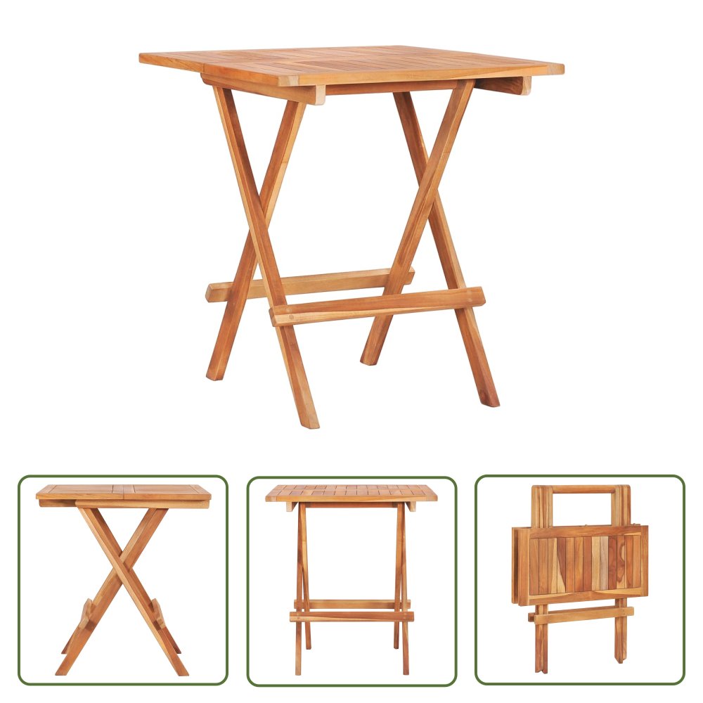 The Living Store Składany stolik bistro - 60x60x65 cm - lite drewno tekowe - Stolik Bistro
