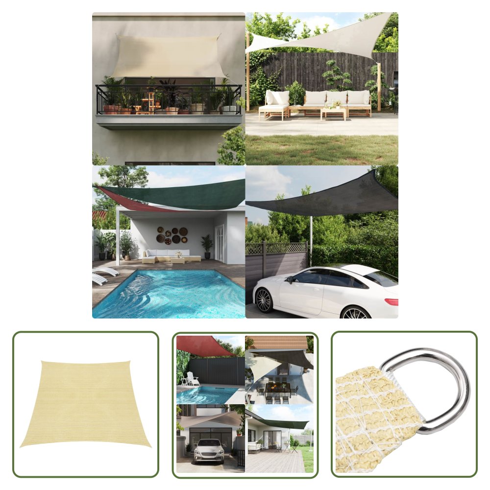 The Living Store Żagiel przeciwsłoneczny - 160 g/m² - beżowy - 3/4x3 m - HDPE - Żagiel Ogrodowy