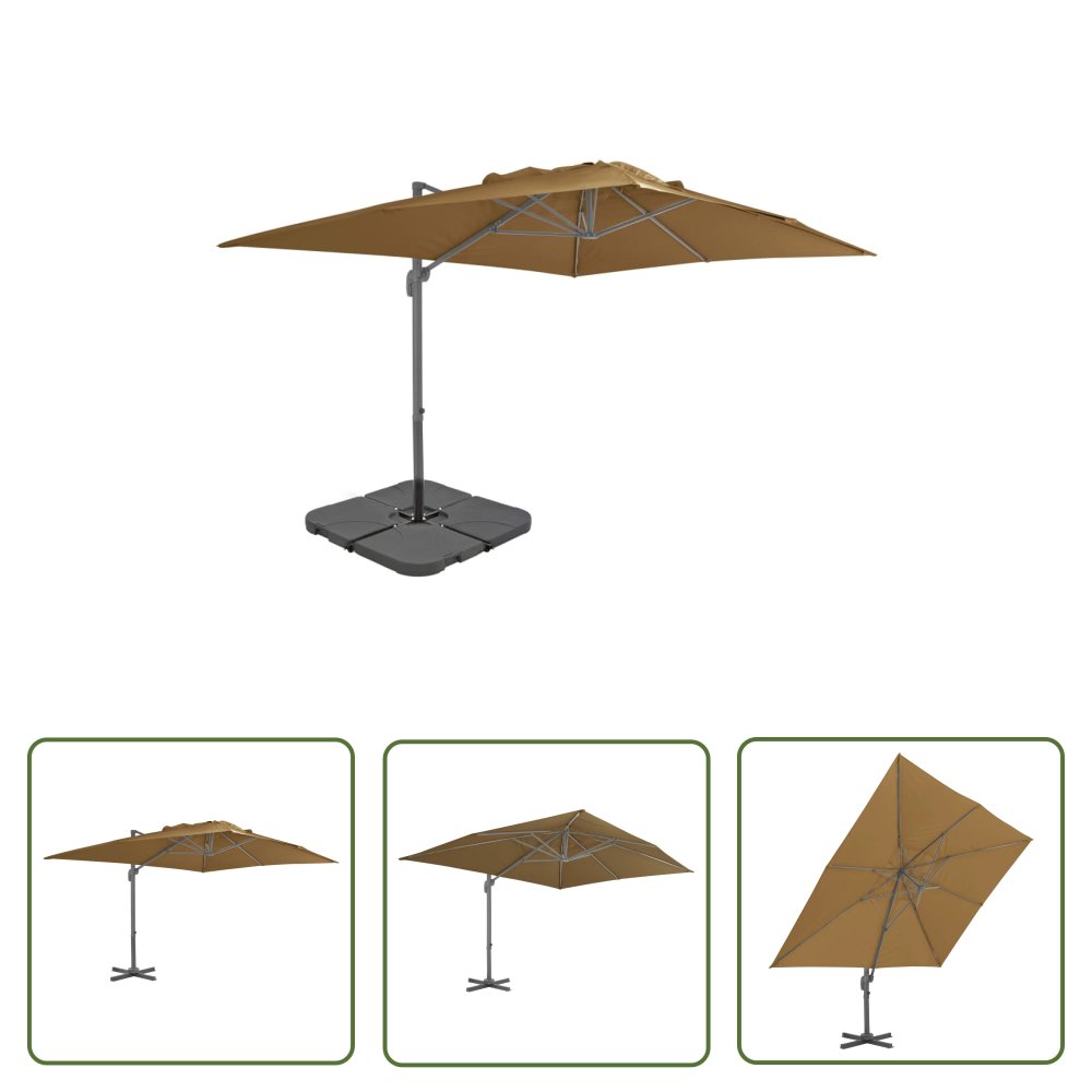 The Living Store Parasol ogrodowy z przenośną podstawą - taupe - Parasol Ogrodowy
