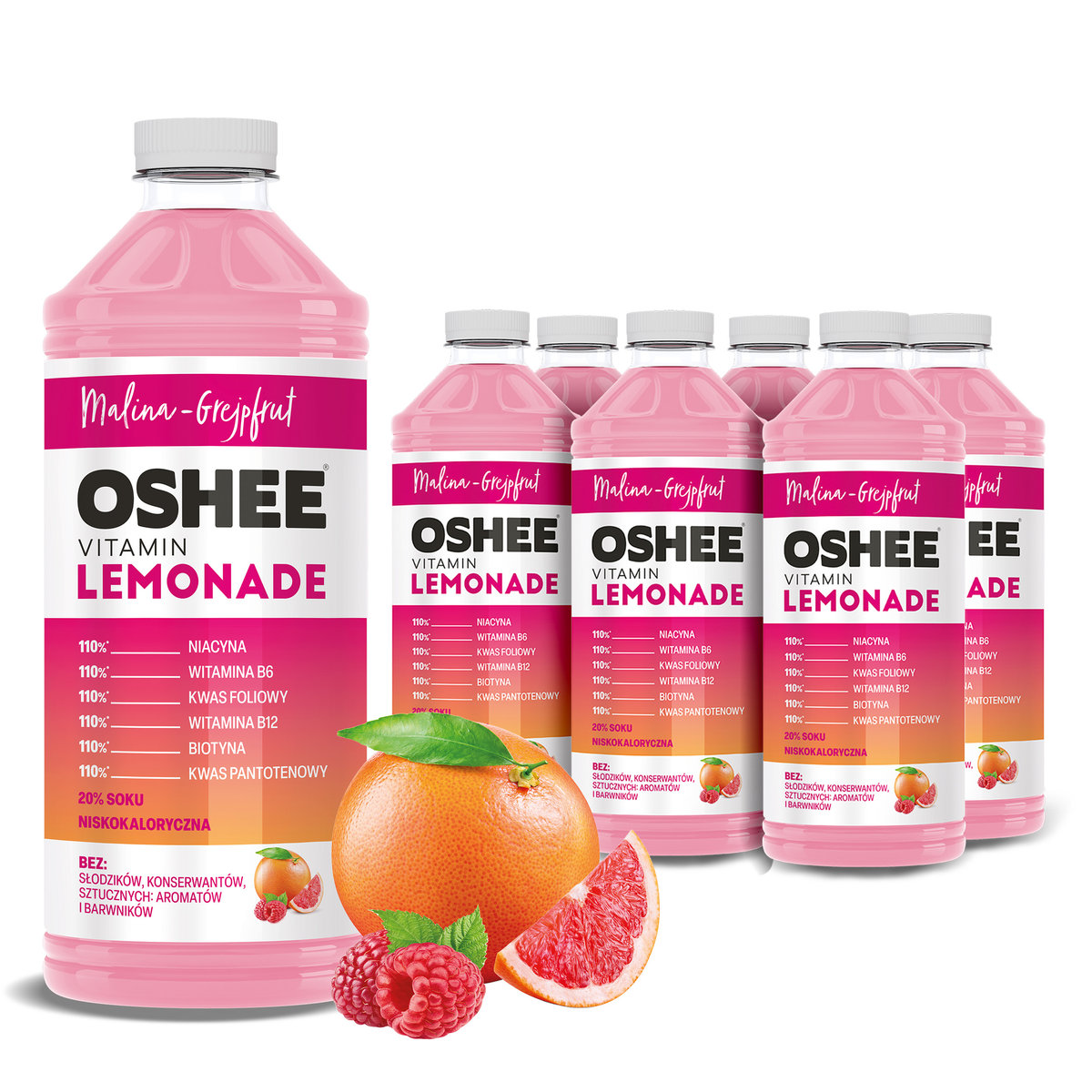 6x OSHEE Vitamin Lemonade Malina + Grejpfrut 1100 ml