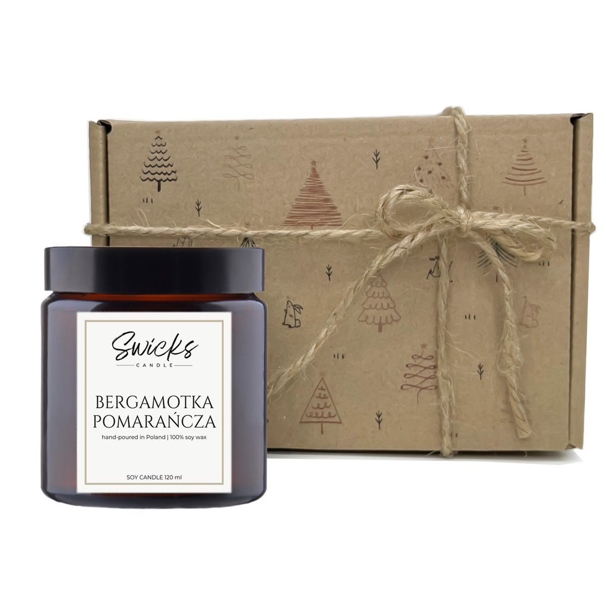 Świeca sojowa BERGAMOTKA POMARAŃCZA 120 ml w pudełku świątecznym