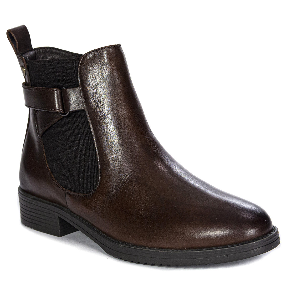 Maciejka Botki Damskie Skórzane Brąz Ciemny-37