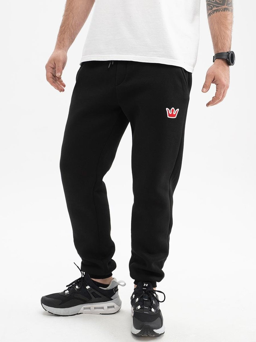Spodnie Dresowe Męskie Czarne / Czerwone Jigga Wear Simple Crown L