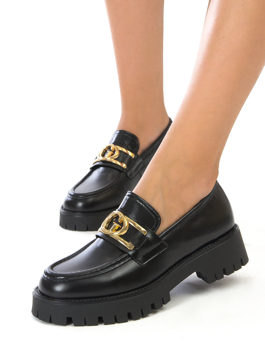 Guess półbuty damskie mokasyny skórzane Black-36