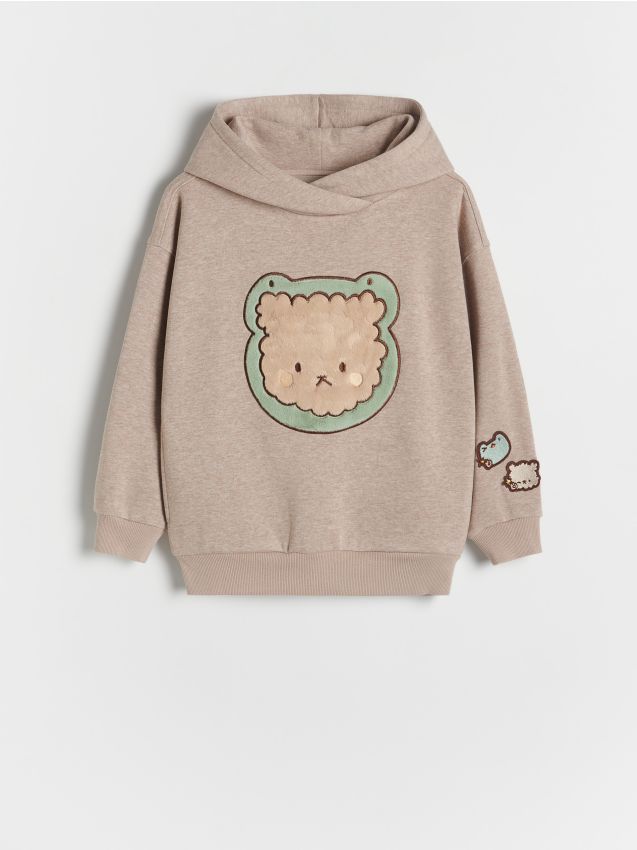 Reserved - Bluza z haftowaną aplikacją - beżowy