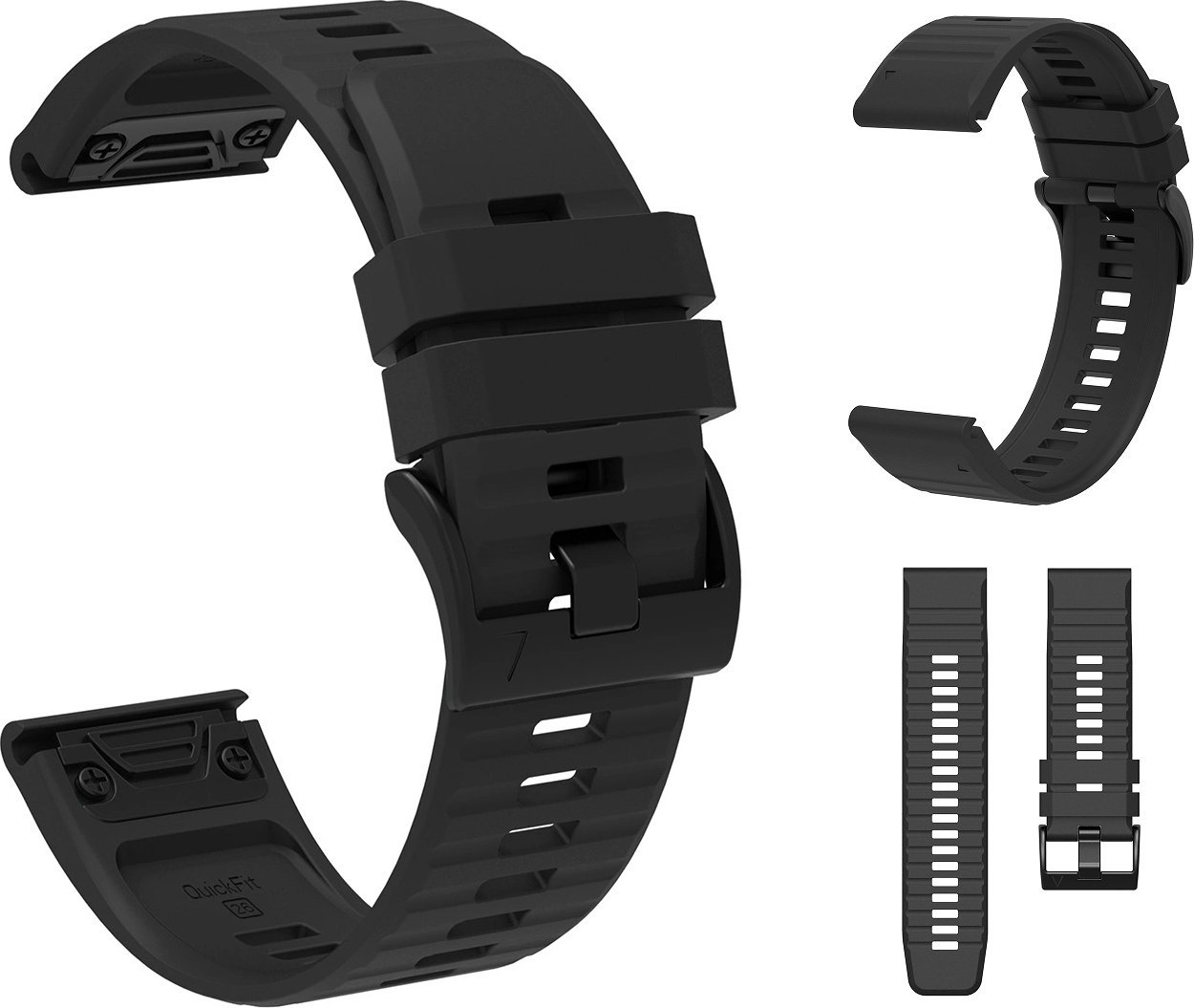 Pasek silikonowy do Garmin Fenix 3/5X/6X/7X Pro - czarny