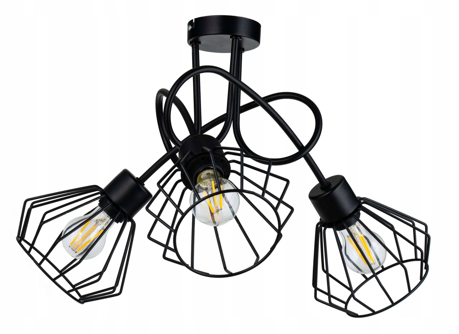 Lampa Sufitowa Żyrandol Wisząca Loft Diament Brylant Czarna Pająk Druciana
