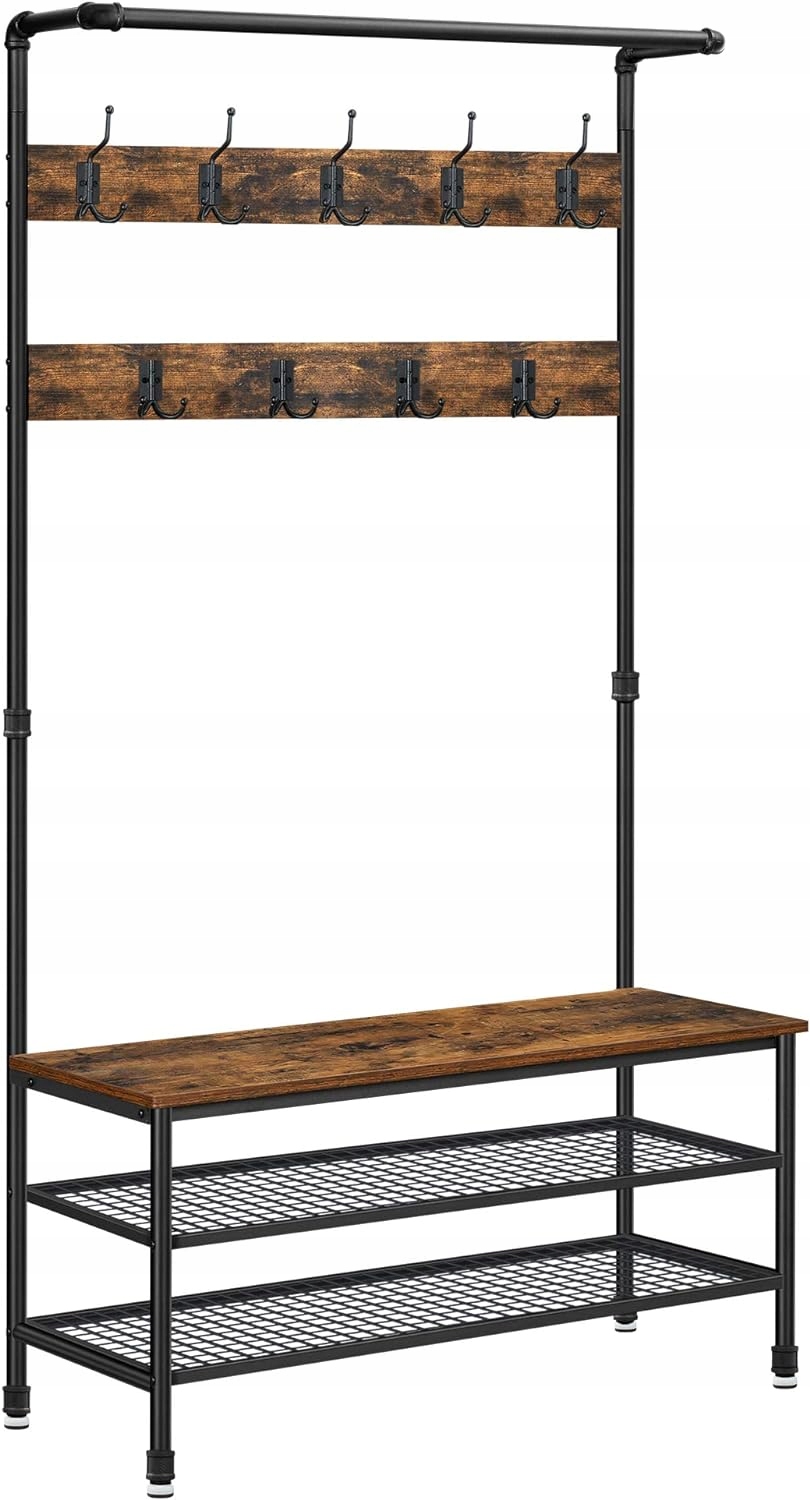 Regał Na Buty Z Wieszakiem Loft 100x182x41,5 cm Rustykalny