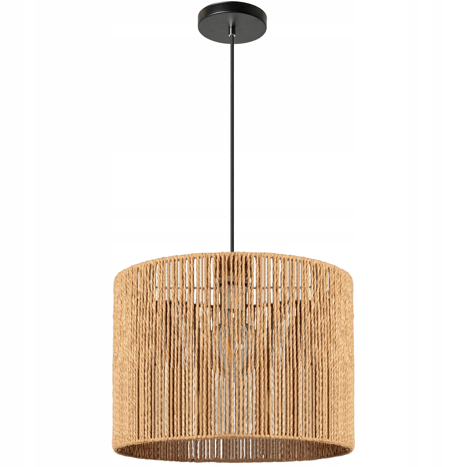 Lampa Sufitowa Wisząca Brązowa Sznurek Jutowy Boho E27