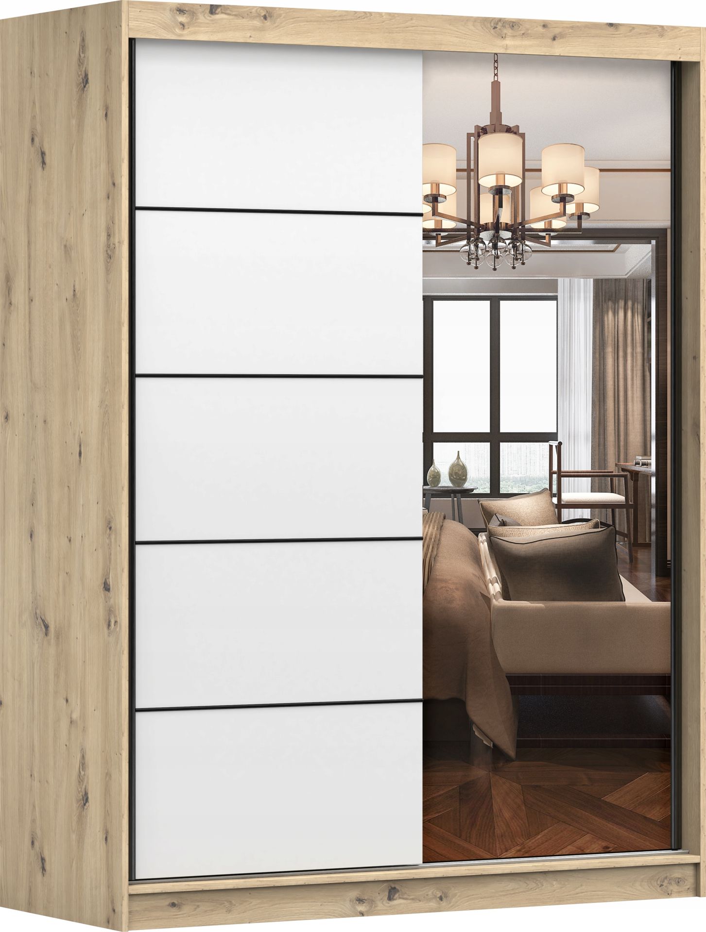 Szafa Przesuwna Vista 09 150 Lustro półki czarne loft