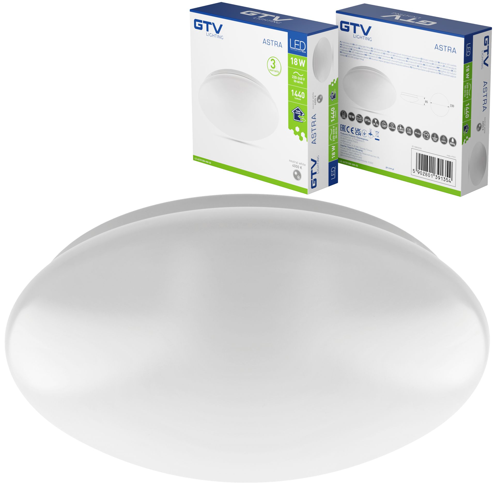 Plafoniera Plafon lampa Oprawa sufitowa Astra Led 330mm 4000K 18W 1440lm