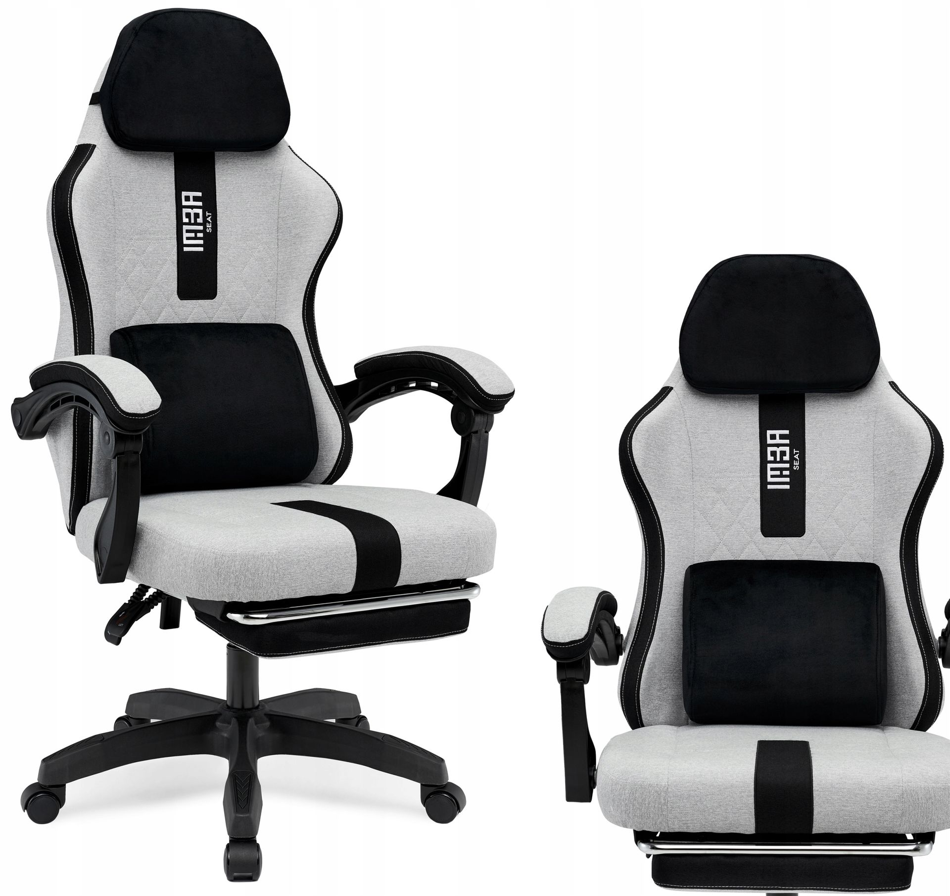 Fotel Biurowy Obrotowy Krzesło Do Komputera Szary Tkanina