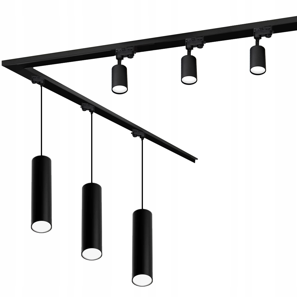 Zestaw szynowy Szynoprzewód 3m 3x Lampa wisząca 3x reflektor SuperLED