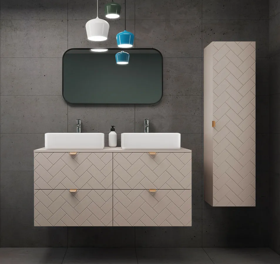 Kaszmirowy zestaw do łazienki słupek z 2 szafkami pod umywalkę 60 Z8-F79