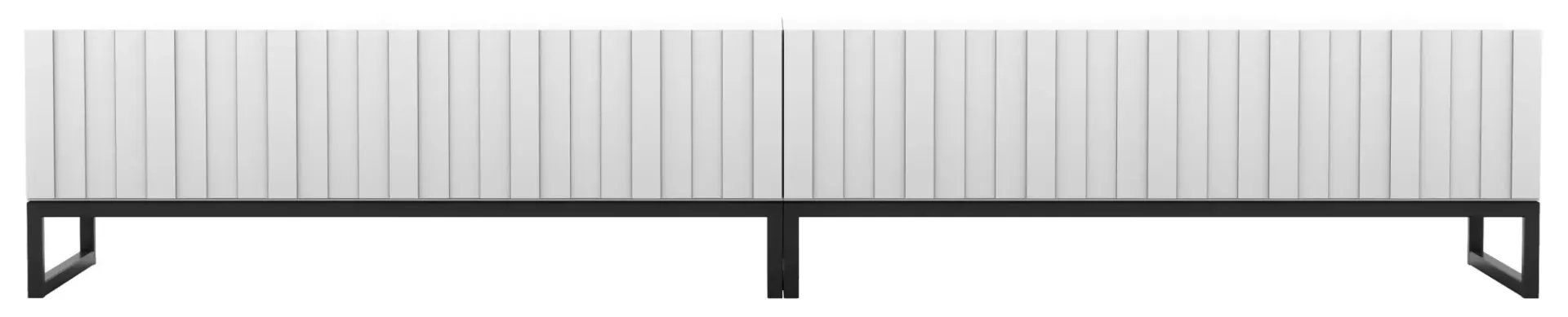 Biały ryflowany stolik pod telewizor 2 szt - Filo 12X