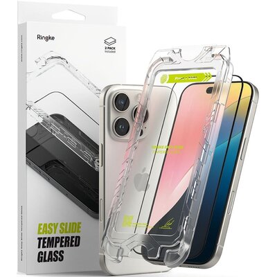 Szkło hartowane RINGKE Tempered Glass Easy Slide do Apple iPhone 16 Pro Max Czarny (2 szt.)
