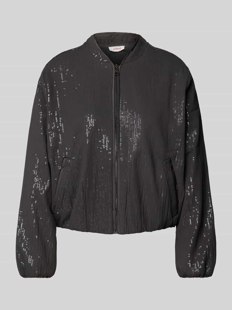 Bomberka o kroju regular fit z cekinowym obszyciem