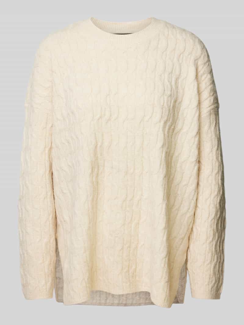 Sweter z dzianiny o kroju comfort fit z fakturowaną dzianiną model ‘ELYA’