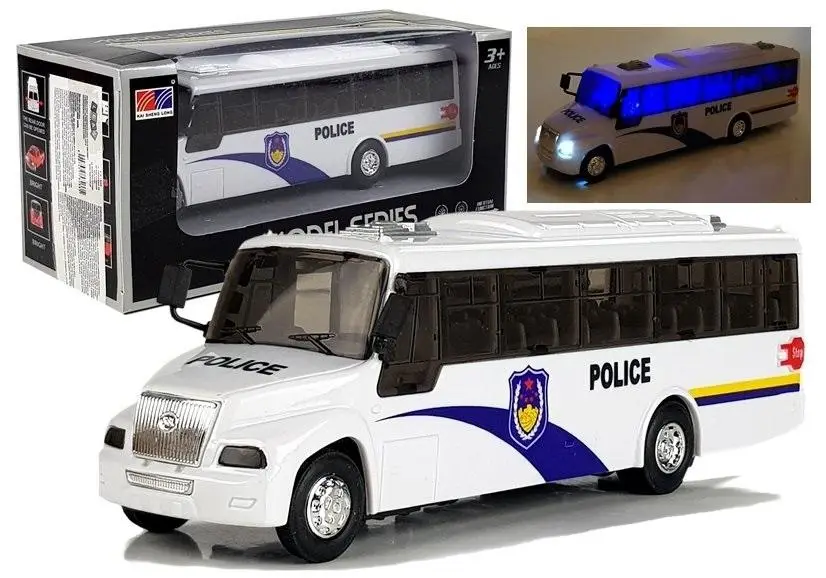 Bus policyjny ze światłem biały - Leantoys