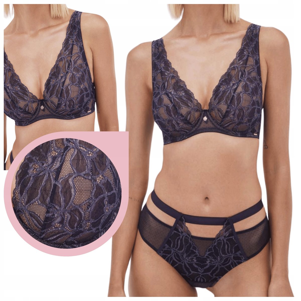 Biustonosz Alles Glow M Bralette miękki stanik braletka soft granatowy 80D
