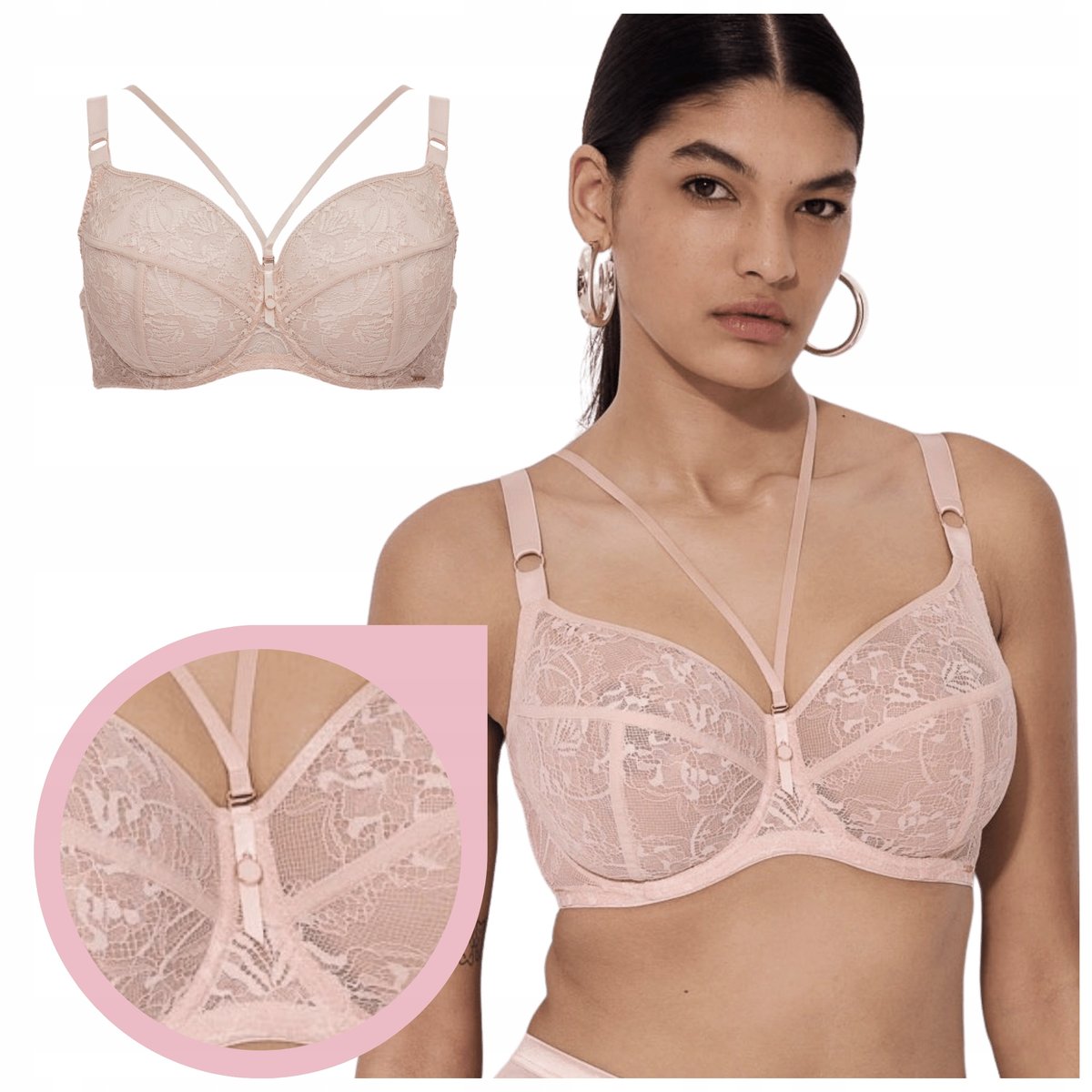 Alles CHIARA M Biustonosz beżowy miękki stanik soft koronkowy paseczki 70K