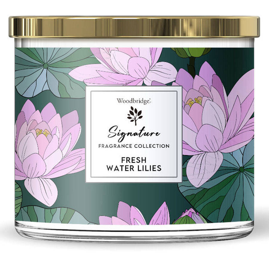 Świeca zapachowa w szkle 3 knoty Fresh Water Lillies Woodbridge 410 g